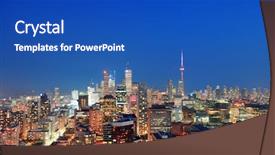  Presentation with toronto - Colorful presentation theme enhanced with toronto at dusk with city backdrop and a teal colored foreground