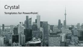  Presentation with toronto - Cool new slide deck with toronto at dusk with city backdrop and a light gray colored foreground
