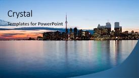  Presentation with toronto - Presentation theme enhanced with toronto at night canada background and a light blue colored foreground