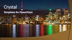  Presentation with toronto - Presentation theme enhanced with toronto at night canada background and a navy blue colored foreground