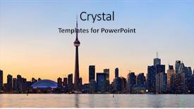  Presentation with city silhouette - Colorful slide deck enhanced with toronto city skyline silhouette panorama backdrop and a light blue colored foreground