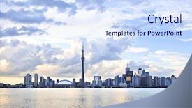  Presentation with toronto - PPT layouts having toronto city waterfront skyline background and a sky blue colored foreground