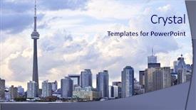 Presentation with toronto - Presentation consisting of toronto city waterfront skyline background and a sky blue colored foreground