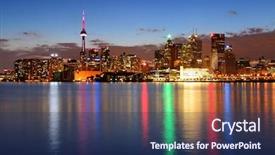  Presentation with toronto - Cool new presentation with toronto cityscape panorama at dusk backdrop and a navy blue colored foreground