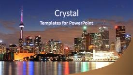  Presentation with toronto - PPT layouts having toronto cityscape panorama at dusk background and a ocean colored foreground