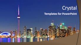  Presentation with toronto - Presentation theme consisting of toronto cityscape panorama at dusk background and a ocean colored foreground