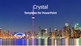  Presentation with toronto - Presentation theme consisting of toronto cityscape panorama at dusk background and a ocean colored foreground