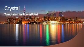  Presentation with toronto - Audience pleasing slide deck consisting of toronto cityscape panorama at dusk backdrop and a ocean colored foreground