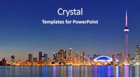  Presentation with toronto - Slides having toronto cityscape panorama at dusk background and a navy blue colored foreground