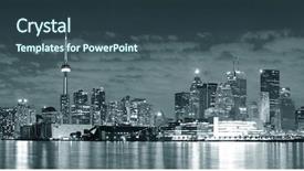  Presentation with toronto - Colorful presentation theme enhanced with toronto cityscape panorama at night backdrop and a ocean colored foreground