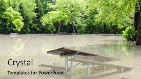  Presentation with area - Audience pleasing presentation theme consisting of toronto flooded after heavy rain backdrop and a mint green colored foreground