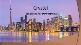  Presentation with toronto - Audience pleasing PPT theme consisting of toronto skyline at dusk ontario backdrop and a light blue colored foreground