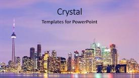  Presentation with toronto - Slide set consisting of toronto skyline at dusk ontario background and a  colored foreground