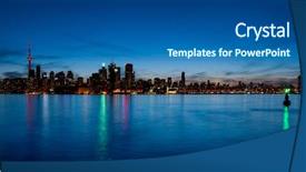  Presentation with toronto - Colorful presentation theme enhanced with toronto skyline panorama at dusk backdrop and a  colored foreground