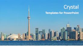  Presentation with toronto - Presentation having toronto skyline panorama over lake background and a light blue colored foreground