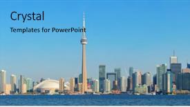  Presentation with toronto - PPT theme enhanced with dessert with whipped cream strawberries blueberries in a glass on a concrete background background and a gray colored foreground