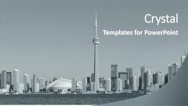  Presentation with toronto - Amazing presentation theme having toronto skyline panorama over lake backdrop and a gray colored foreground