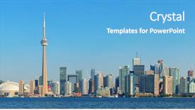  Presentation with toronto - Presentation theme enhanced with toronto skyline panorama over lake background and a light blue colored foreground