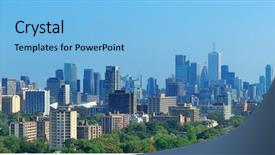  Presentation with toronto - PPT layouts enhanced with toronto skyline panorama with urban background and a light blue colored foreground