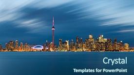  Presentation with toronto - Audience pleasing theme consisting of toronto skyline backdrop and a ocean colored foreground