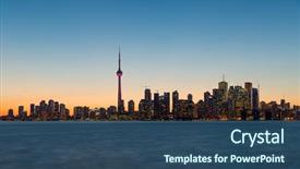  Presentation with toronto - Colorful presentation design enhanced with toronto skyline backdrop and a ocean colored foreground