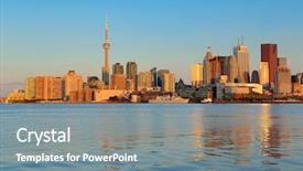  Presentation with morning sunrise - Presentation design consisting of toronto sunrise with sunlight reflection background and a gray colored foreground