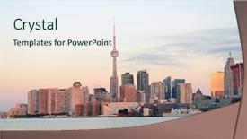  Presentation with morning sunrise - Presentation design with toronto sunrise with sunlight reflection background and a sky blue colored foreground