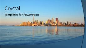  Presentation with morning sunrise - Presentation theme having toronto sunrise with sunlight reflection background and a light blue colored foreground