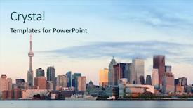  Presentation with morning sunrise - Cool new presentation design with toronto sunrise with sunlight reflection backdrop and a sky blue colored foreground