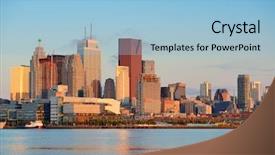  Presentation with toronto - Audience pleasing PPT theme consisting of toronto sunrise with sunlight reflection backdrop and a light blue colored foreground