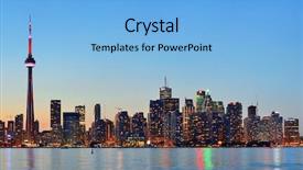  Presentation with toronto - Presentation theme featuring toronto sunset over lake panorama background and a  colored foreground