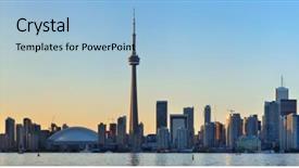  Presentation with toronto - Presentation consisting of toronto sunset over lake panorama background and a light blue colored foreground