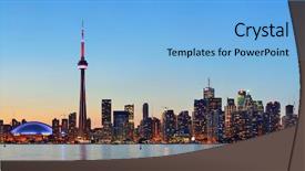  Presentation with toronto - Colorful presentation design enhanced with toronto sunset over lake panorama backdrop and a light blue colored foreground