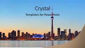  Presentation with toronto - Audience pleasing slide deck consisting of toronto sunset over lake panorama backdrop and a light blue colored foreground