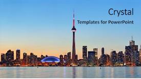  Presentation with toronto - Presentation theme having toronto sunset over lake panorama background and a light blue colored foreground