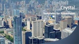  Presentation with toronto - Colorful presentation theme enhanced with toronto urban architecture aerial view backdrop and a seafoam green colored foreground