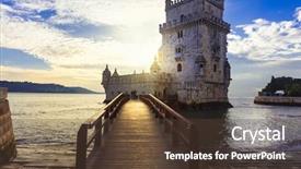  Presentation with indian famous temples - PPT layouts consisting of torre de belem - famous landmark background and a tawny brown colored foreground