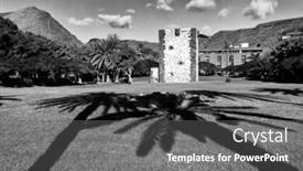  Presentation with medieval - Beautiful slide deck featuring torre-del-conde-the-tower backdrop and a dark gray colored foreground