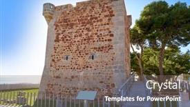  Presentation with tower - PPT layouts enhanced with torre sant vicent tower san vicente in benicasim also benicassim of castellon spain background and a gray colored foreground