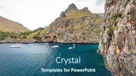  Presentation with torrent - Presentation theme having torrent-de-pareis-deepest-canyon background and a ocean colored foreground