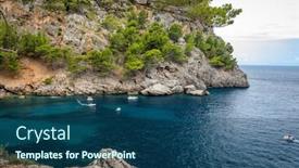  Presentation with torrent - PPT theme consisting of torrent-de-pareis-deepest-canyon background and a ocean colored foreground