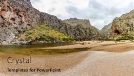  Presentation with torrent - Slides featuring torrent-de-pareis-deepest-canyon background and a coral colored foreground