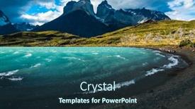  Presentation with mountain lake - Presentation theme having torres del paine national park turquoise lake and mountain chile background and a ocean colored foreground