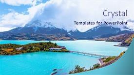  Presentation with water park - Cool new PPT theme with torres-del-paine-park-chile backdrop and a sky blue colored foreground