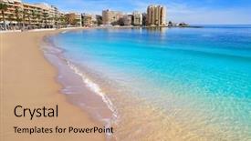  Presentation with beautiful spanish landscape costa blanca - Presentation theme having torrevieja of alicante spain background and a coral colored foreground