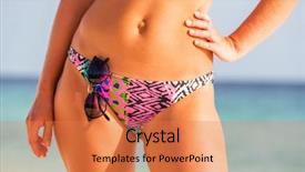  Presentation with young sing woman singing young - Amazing presentation design having torso of young slim woman backdrop and a coral colored foreground