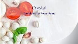  Presentation with vegetables - Audience pleasing PPT theme consisting of tortellini-and-vegetables-on-white backdrop and a sky blue colored foreground