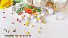  Presentation with vegetables - PPT theme featuring tortellini-and-vegetables-on-white background and a lemonade colored foreground