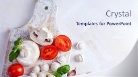  Presentation with vegetables - Presentation theme featuring tortellini-and-vegetables-on-white background and a sky blue colored foreground