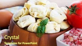  Presentation with italian cuisine - Amazing PPT layouts having tortellini italian cuisine - traditional homemade italian food backdrop and a tawny brown colored foreground
